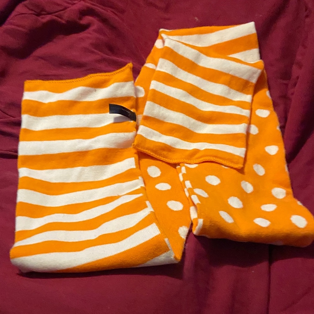 Orange and White Striped Scarf